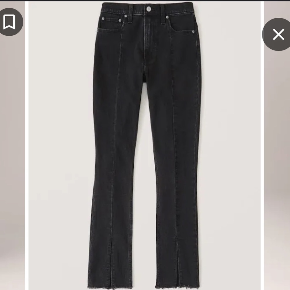 Abercrombie skinny high rise washed black split leg jean